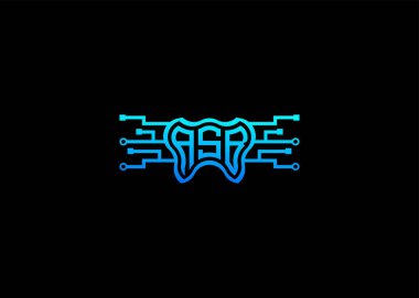 ASB Modern Teknoloji Vektörü Monogram Diş Bakımı Şekli Logo