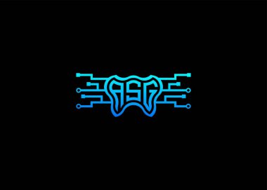 ASG Modern Teknoloji Vektörü Monogram Diş Bakımı Şekli Logo