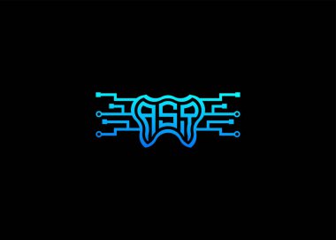 ASQ Modern Teknoloji Vektörü Monogram Diş Bakımı Şekli Logo