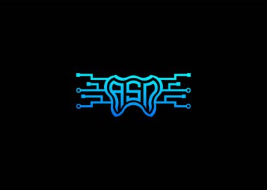 ASN Modern Teknoloji Vektörü Monogram Diş Bakımı Şekli Logo.