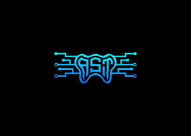 AST Modern Teknoloji Vektörü Monogram Diş Bakımı Şekli Logo.