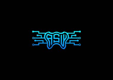 ASW Modern Teknoloji Vektörü Monogram Diş Bakımı Şekli Logo.