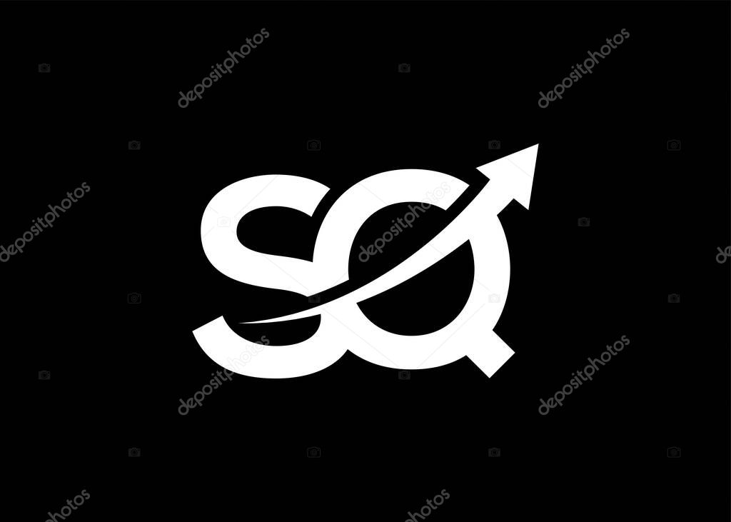 Simple minimal letter SQ arrow logo.