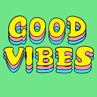 Good Vibes Word, Erime, Retro Comic Style