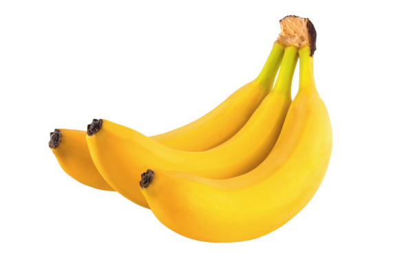 Beyaz arka planda izole edilmiş taze olgun muzlar..