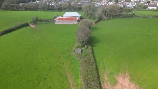 Broadsands Torbay Devon Engeland Een Ingestorte Neolithische Graftombe Drone Bezienswaardigheden — Stockvideo