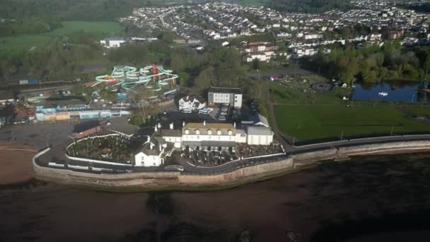 Goodrington Sands Devon England Drone Views Zooma Från Inn Quay — Stockvideo