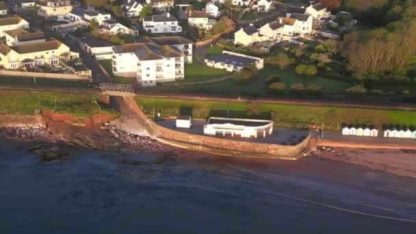 Goodrington Sands Torbay Devon England Drone Views Zooma Cirklar Södra — Stockvideo