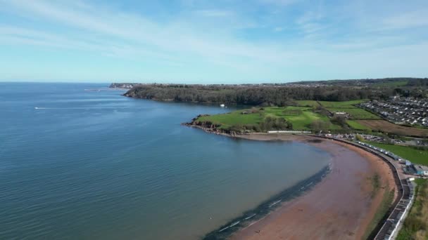 Broadbay Torbay Güney Devon Ngiltere Drone Ews Broadsand Plajından Dışarı — Stok video