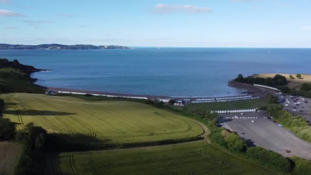 Broadbay Torbay Güney Devon Ngiltere Drone Aerial Ews Broadsand Plajına — Stok video