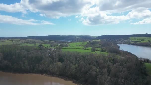 Stoke Gabriel South Devon England Drone Aerial Views Luta Upp — Stockvideo
