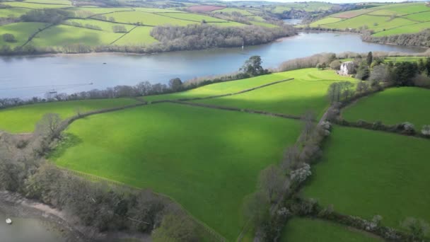 River Dart South Devon Inglaterra Vistas Aeriales Del Dron Dron — Vídeos de Stock