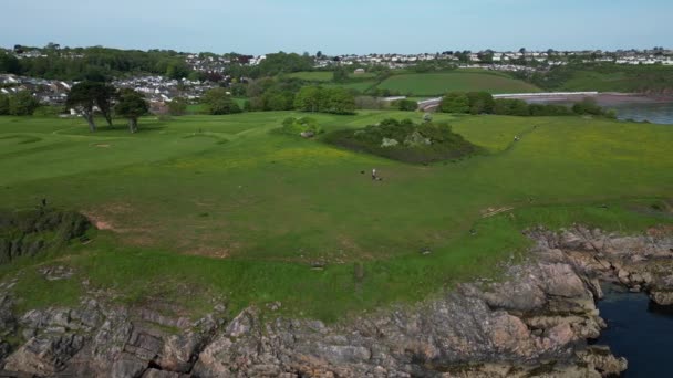 Torbay South Devon England Drone Aerial Views Kusten Mellan Broadsands — Stockvideo