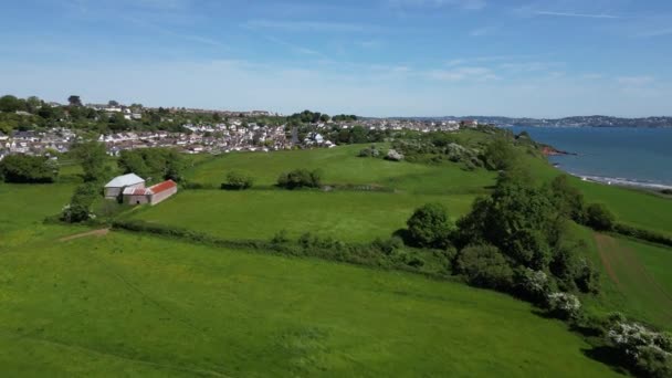 Broadbay Torbay Güney Devon Ngiltere Drone Aerial Ews Çökmüş Bir — Stok video