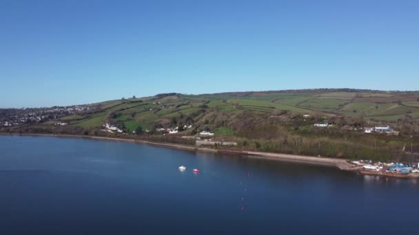 River Teign South Devon England Drone Aerial Views Drönaren Flyger — Stockvideo