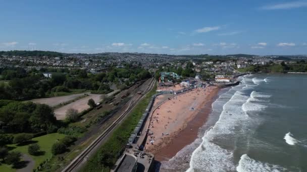 Goodrington Sands Torbay South Devon England Drone Views Die Drohne — Stockvideo