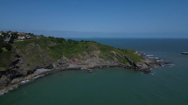 Torquay Torbay South Devon England Drone Aerial Vws Беспилотник Летит — стоковое видео
