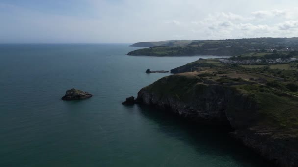 Berry Head South Devon Англия Drone Aerial Vws Беспилотник Пролетает — стоковое видео