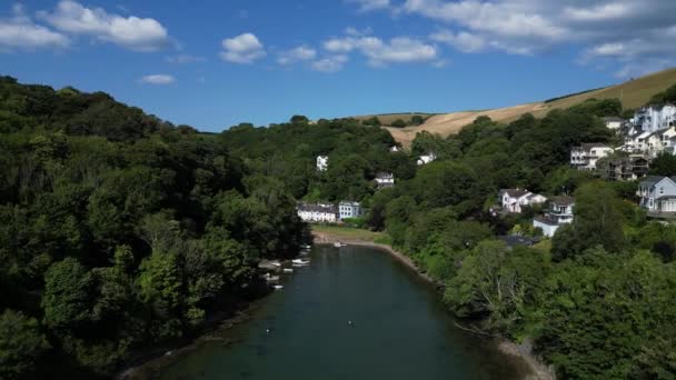River Dart Dartmouth South Devon Inglaterra Vistas Dron Dron Vuela — Vídeos de Stock