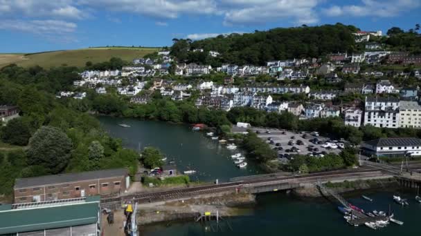 River Dart Kingswear South Devon Anglia Drone Views Dron Przelatuje — Wideo stockowe