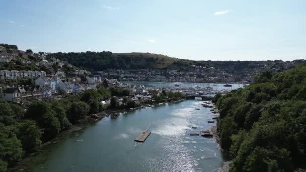Rzeka Dart Dartmouth South Devon Anglia Drone Views Dron Przelatuje — Wideo stockowe