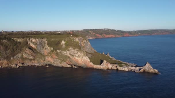 Anstey Cove South Devon Inglaterra Vistas Dron Dron Rastrea Mostrando — Vídeos de Stock