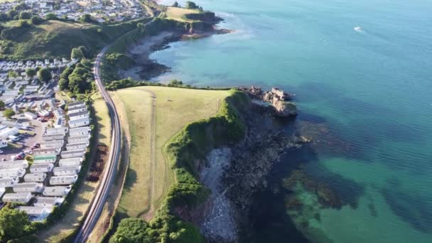 Torbay South Devon Engeland Drone Views Drone Vliegt Armchair Cove — Stockvideo