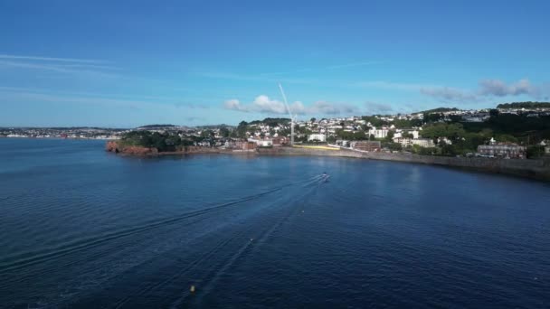 Torquay Torbay Güney Devon Ngiltere Drone Ews Bir Sürat Teknesi — Stok video