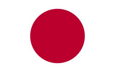 Japonya 'nın renkli bayrağı beyaz arkaplanda izole edildi 