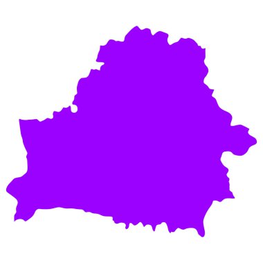 Beyaz arkaplan üzerinde izole edilmiş belarus haritası silueti 