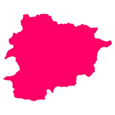 Beyaz arkaplanda izole edilmiş andorra haritası silueti 