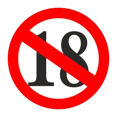 Beyaz arkaplanda 18 + işareti