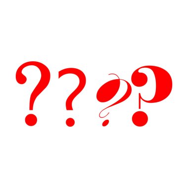 Kırmızı Soru işareti simgeleri beyazda izole edildi. Yüksek kaliteli kırmızı logo şablonu. 