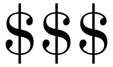 Beyaz arka planda dolar çizgisi simgesi, kazanç sembolü. Düzenlenebilir felç. Basit bir illüstrasyon. Düzenlenebilir felç. Tasarım şablonu. 