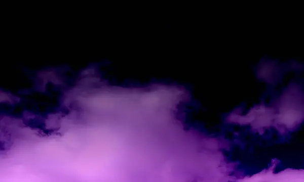 Siyah arka planda yapay mor duman. Karanlık zeminde soyut renkli duman. Beton zemin ve dumanlı zemin. Karanlık oda beton zemininin soyut görüntüsü. Ürün yerleştirme için siyah oda veya sahne arka planı..