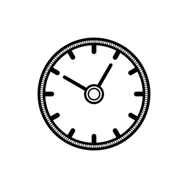 Beyaz arkaplanda saat simgesi, siyah ve beyaz  