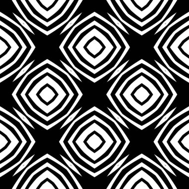 Vektörsüz desen. Modern stil dokusu. Çizgili geometrik fayansların tekrarı. Çizgiler, çizgiler ve çizgilerle soyut geometrik desen. Siyah ve beyaz desen. Basit kafes çizimi..