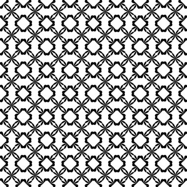 Vektörsüz desen. Modern stil dokusu. Çizgili geometrik fayansların tekrarı. Çizgiler, çizgiler ve çizgilerle soyut geometrik desen. Siyah ve beyaz desen. Basit kafes çizimi..