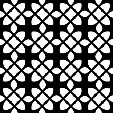 Vektörsüz desen. Modern stil dokusu. Çizgili geometrik fayansların tekrarı. Çizgiler, çizgiler ve çizgilerle soyut geometrik desen. Siyah ve beyaz desen. Basit kafes çizimi..