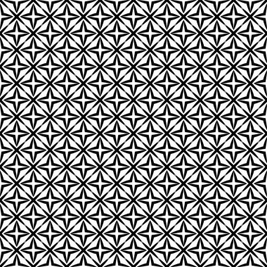 Vektörsüz desen. Modern stil dokusu. Çizgili geometrik fayansların tekrarı. Çizgiler, çizgiler ve çizgilerle soyut geometrik desen. Siyah ve beyaz desen. Basit kafes çizimi..