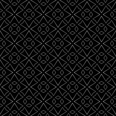 Vektörsüz desen. Modern stil dokusu. Çizgili geometrik fayansların tekrarı. Çizgiler, çizgiler ve çizgilerle soyut geometrik desen. Siyah ve beyaz desen. Basit kafes çizimi..