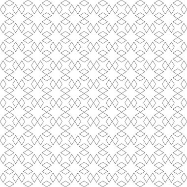 Vektörsüz desen. Modern stil dokusu. Çizgili geometrik fayansların tekrarı. Çizgiler, çizgiler ve çizgilerle soyut geometrik desen. Siyah ve beyaz desen. Basit kafes çizimi..