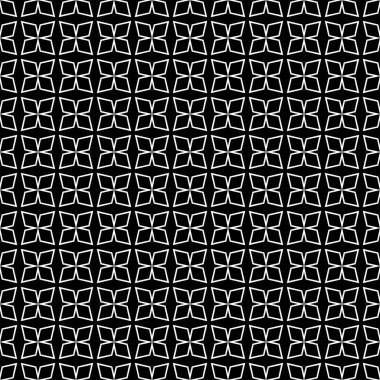 Vektörsüz desen. Modern stil dokusu. Çizgili geometrik fayansların tekrarı. Çizgiler, çizgiler ve çizgilerle soyut geometrik desen. Siyah ve beyaz desen. Basit kafes çizimi..