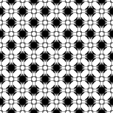 Vektörsüz desen. Modern stil dokusu. Çizgili geometrik fayansların tekrarı. Çizgiler, çizgiler ve çizgilerle soyut geometrik desen. Siyah ve beyaz desen. Basit kafes çizimi..