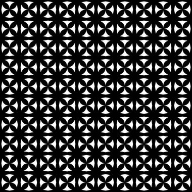 Vektörsüz desen. Modern stil dokusu. Çizgili geometrik fayansların tekrarı. Çizgiler, çizgiler ve çizgilerle soyut geometrik desen. Siyah ve beyaz desen. Basit kafes çizimi..