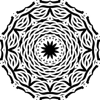 Çiçek desenli vektör geometrik Mandala tasarımı. Beyaz arka planda çiçekli noktalı bir element. Çiçekli elementler, desenli dekoratif resim. Kutlama kartları ve davetiyeler için görüntü. Mandala İlkesi..