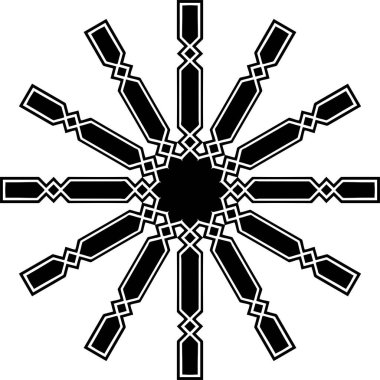 Çiçek desenli vektör geometrik Mandala tasarımı. Beyaz arka planda çiçekli noktalı bir element. Çiçekli elementler, desenli dekoratif resim. Kutlama kartları ve davetiyeler için görüntü. Mandala İlkesi..