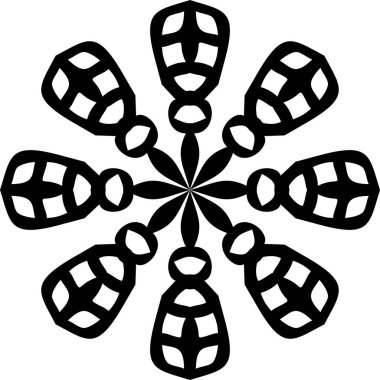 Çiçek desenli vektör geometrik Mandala tasarımı. Beyaz arka planda çiçekli noktalı bir element. Çiçekli elementler, desenli dekoratif resim. Kutlama kartları ve davetiyeler için görüntü. Mandala İlkesi..