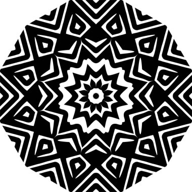 Çiçek desenli vektör geometrik Mandala tasarımı. Beyaz arka planda çiçekli noktalı bir element. Çiçekli elementler, desenli dekoratif resim. Kutlama kartları ve davetiyeler için görüntü. Mandala İlkesi..