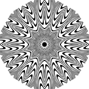 Çiçek desenli vektör geometrik Mandala tasarımı. Beyaz arka planda çiçekli noktalı bir element. Çiçekli elementler, desenli dekoratif resim. Kutlama kartları ve davetiyeler için görüntü. Mandala İlkesi..